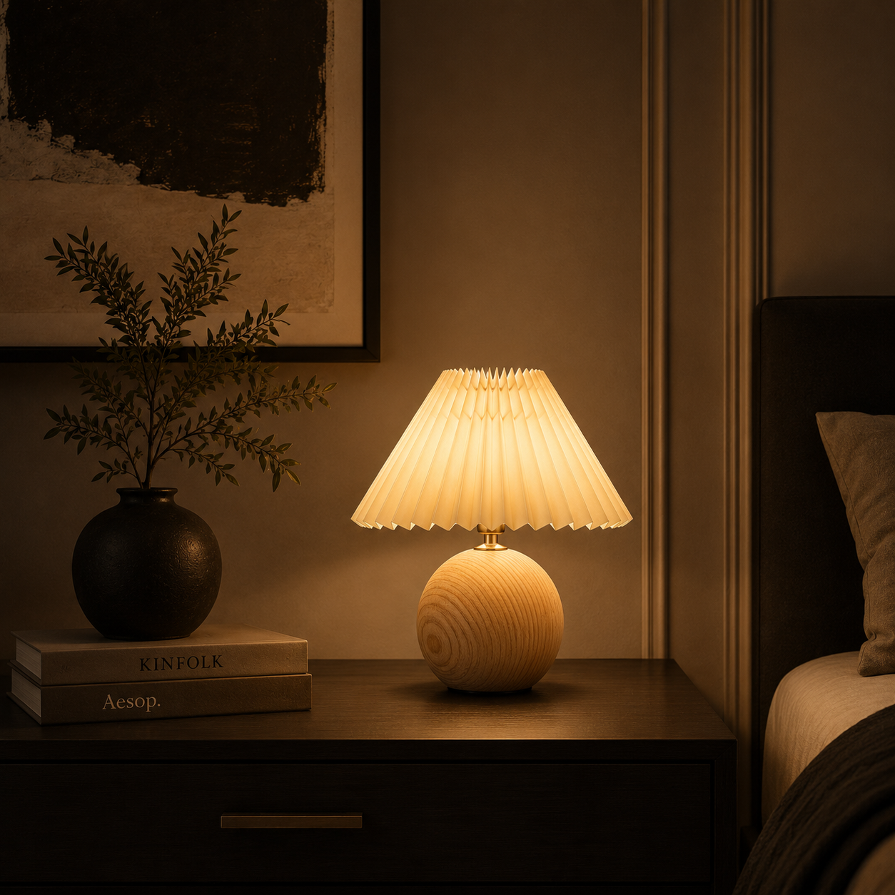 Luxora TimberGlow™ – Rechargeable Wooden Bedside Lamp | USB-C | 3 Colour Dimmable LED
