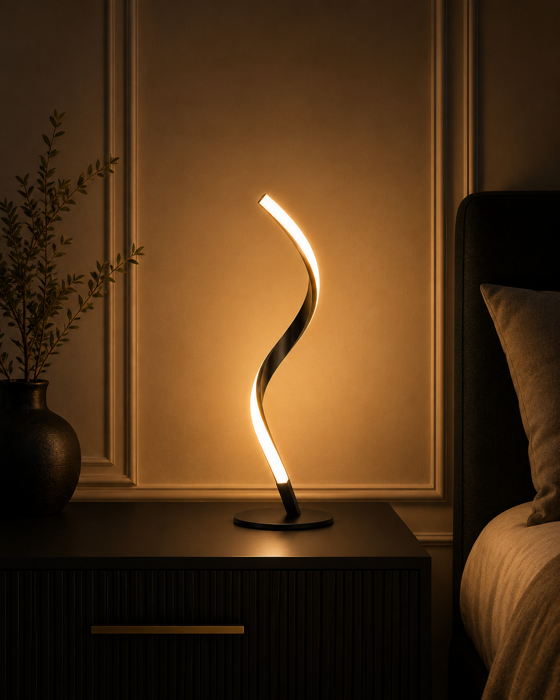 Luxora SpiralGlow™ | Modern Spiral Table Lamp | Elegant Ambient Lighting