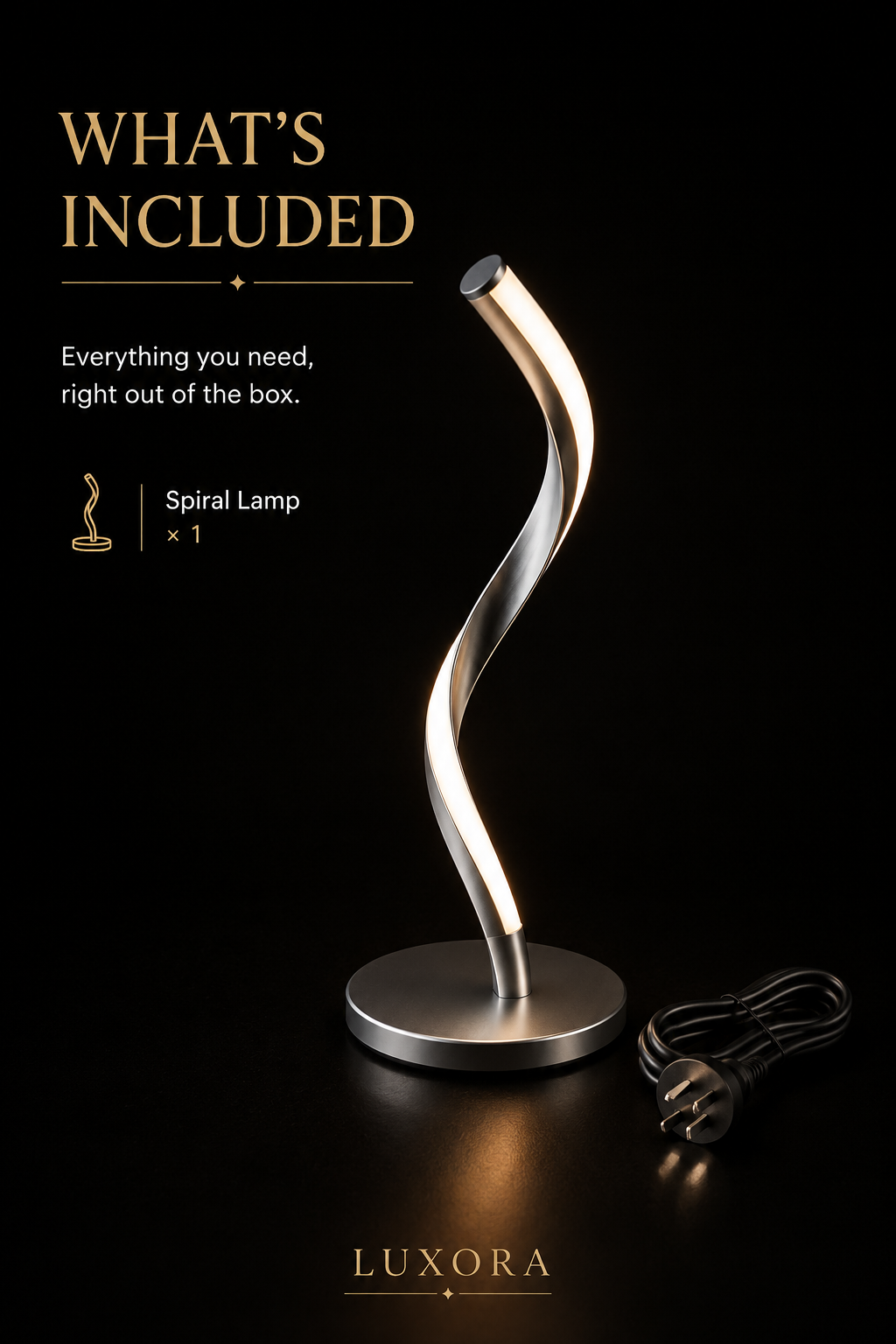 Luxora SpiralGlow™ | Modern Spiral Table Lamp | Elegant Ambient Lighting