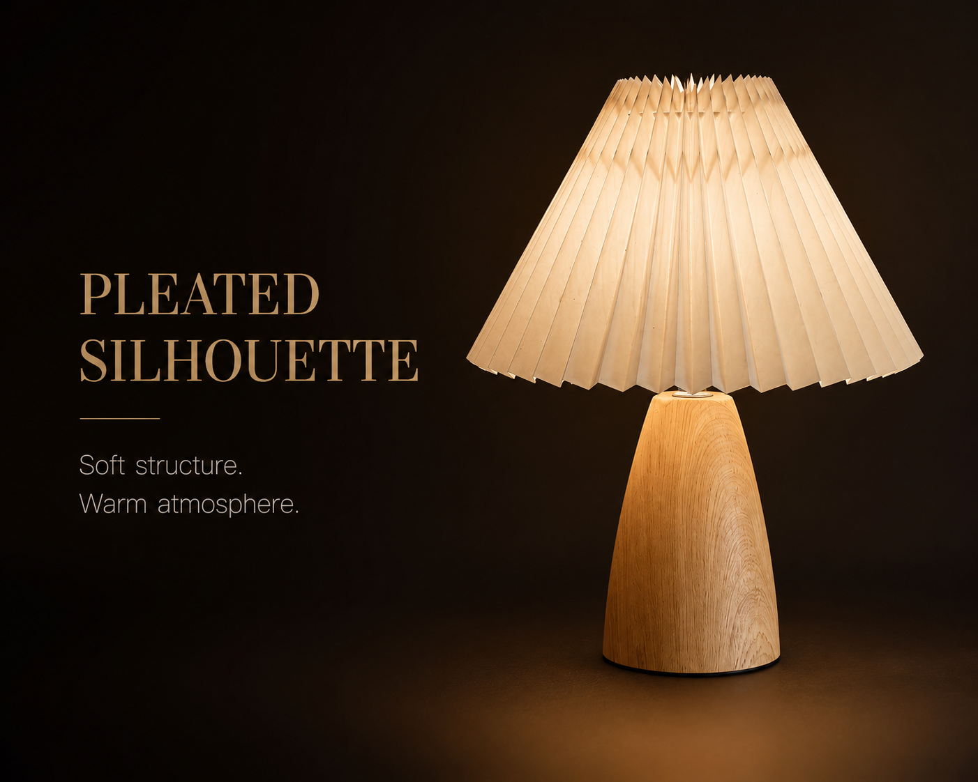 Luxora Oak Aura™ | Pleated Table Lamp