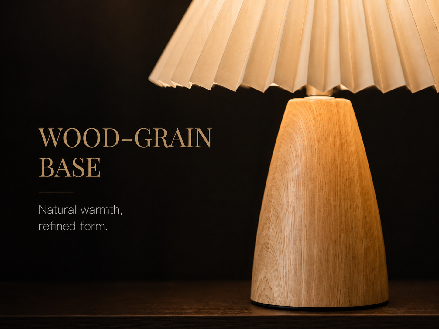 Luxora Oak Aura™ | Pleated Table Lamp
