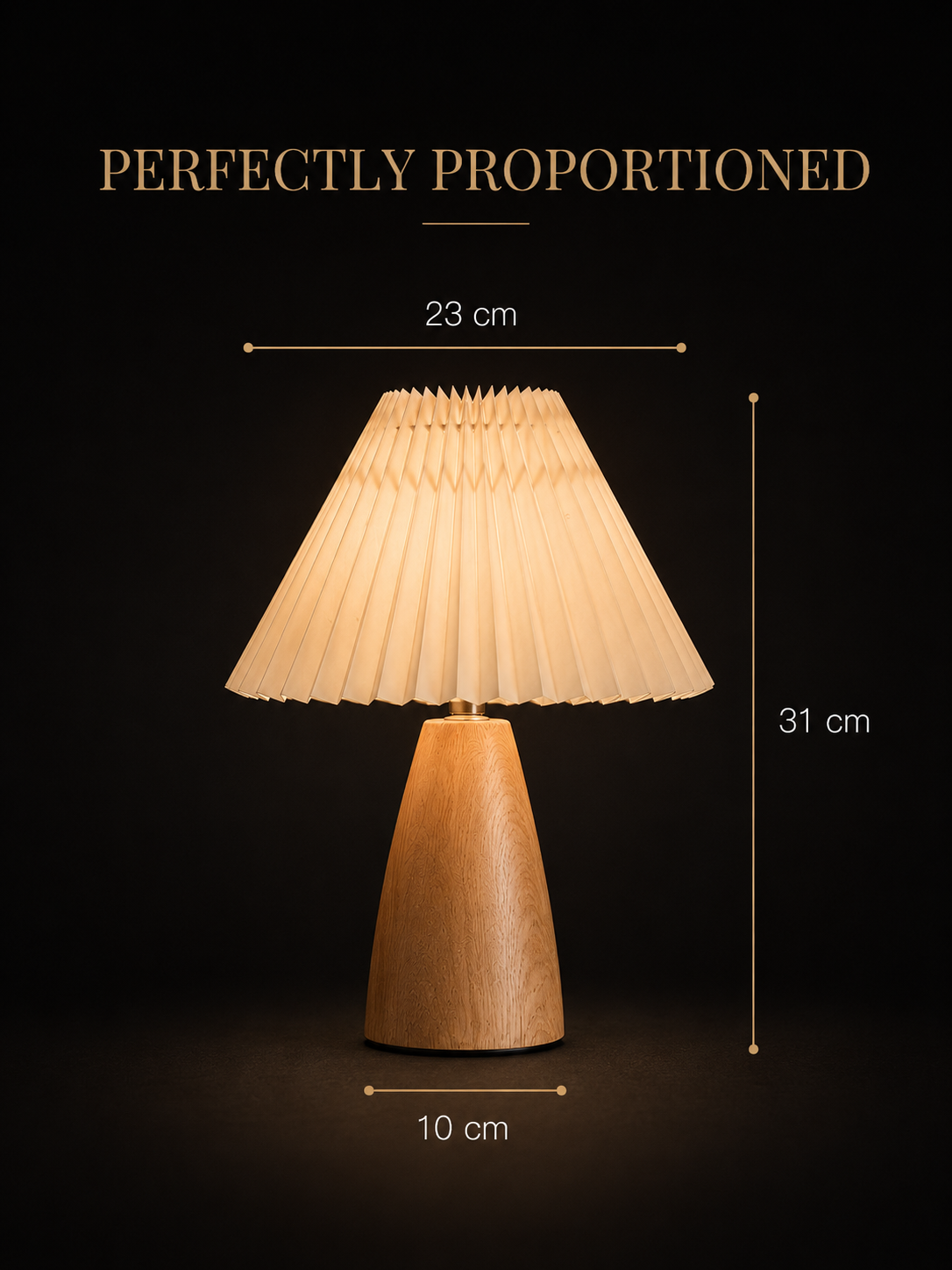 Luxora Oak Aura™ | Pleated Table Lamp