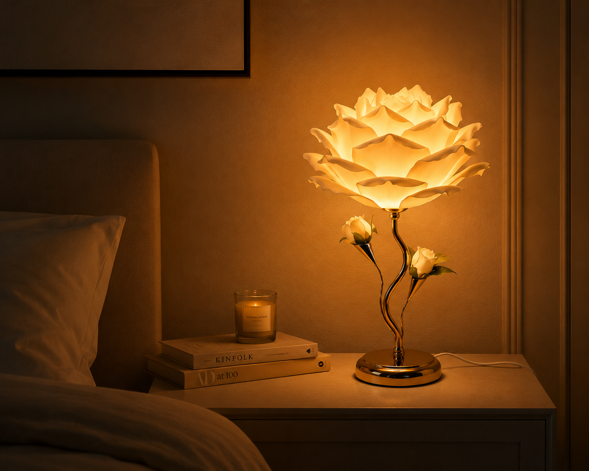 Luxora Fleura™ | Rose Bloom Table Lamp
