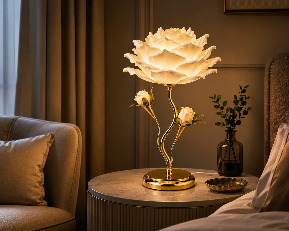 Luxora Fleura™ | Rose Bloom Table Lamp
