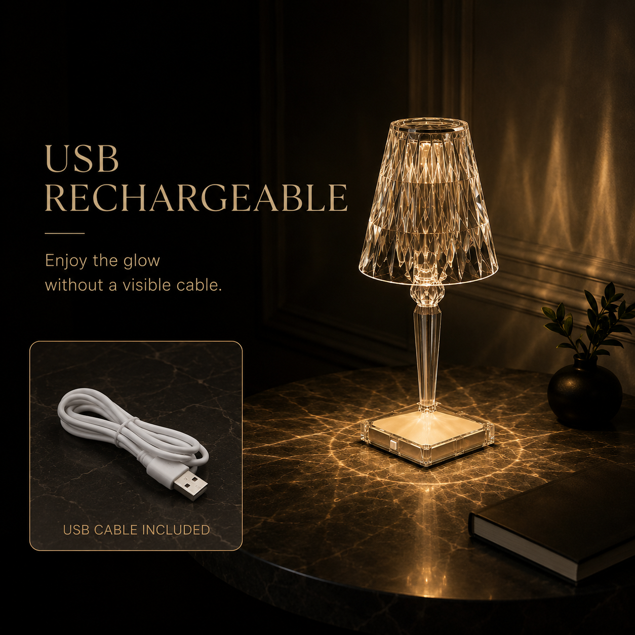 Luxora Prism Aura™ | Rechargeable Crystal Lamp