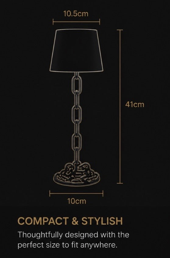Luxora ChainGlow™ – Rechargeable Touch Bedside Lamp | USB-C | 3 Colour Dimmable LED